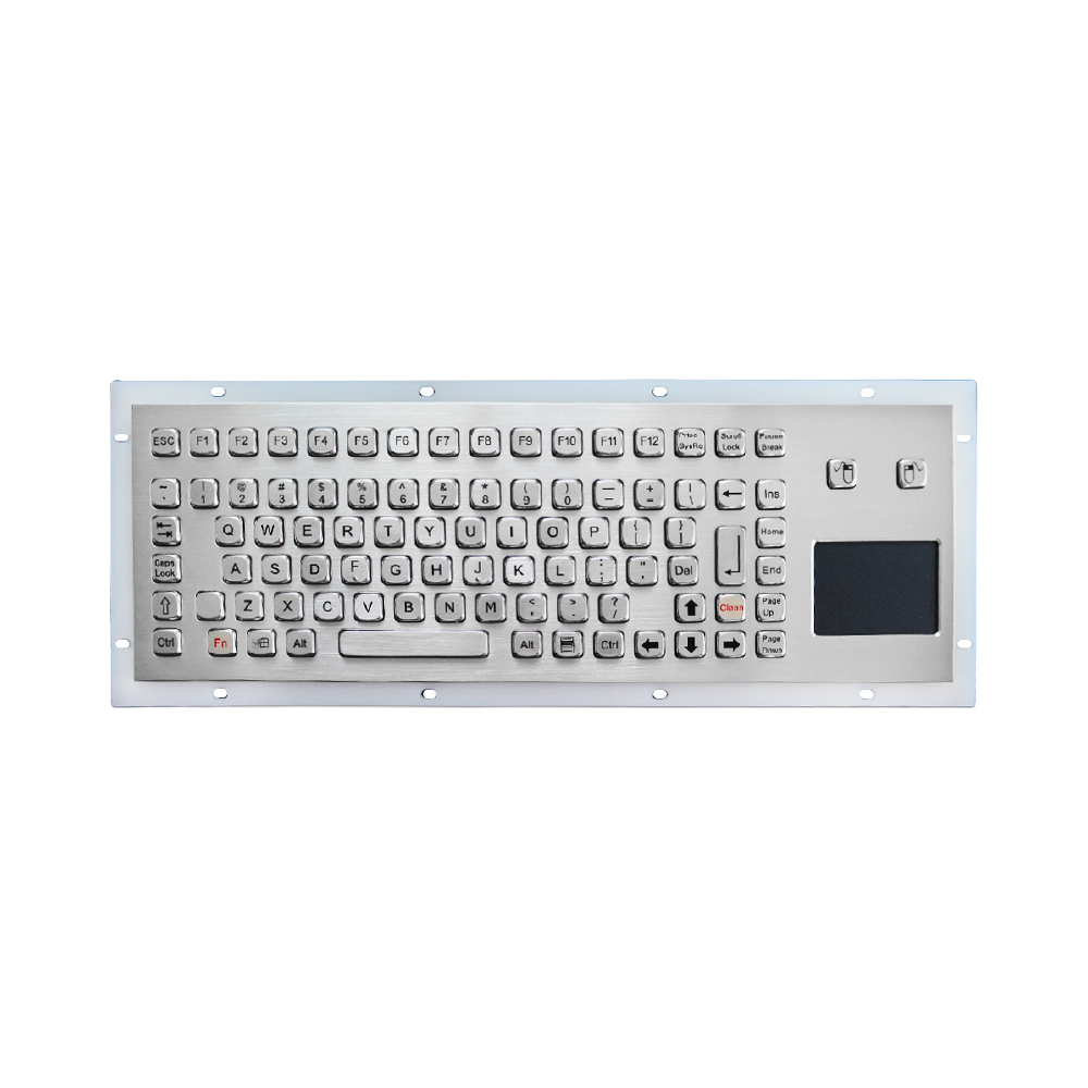 Tastiera industriale in acciaio inox IP65 a 90 tasti con touchpad e montaggio da retro pannello