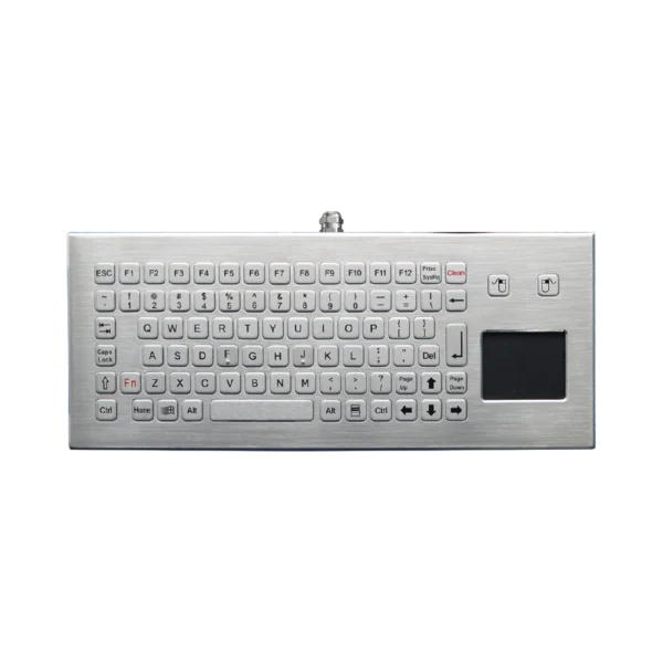 Tastiera industriale desktop in acciaio inox IP68 con touchpad e 85 tasti modello GPK-B361TP-FN-DT-DWP
