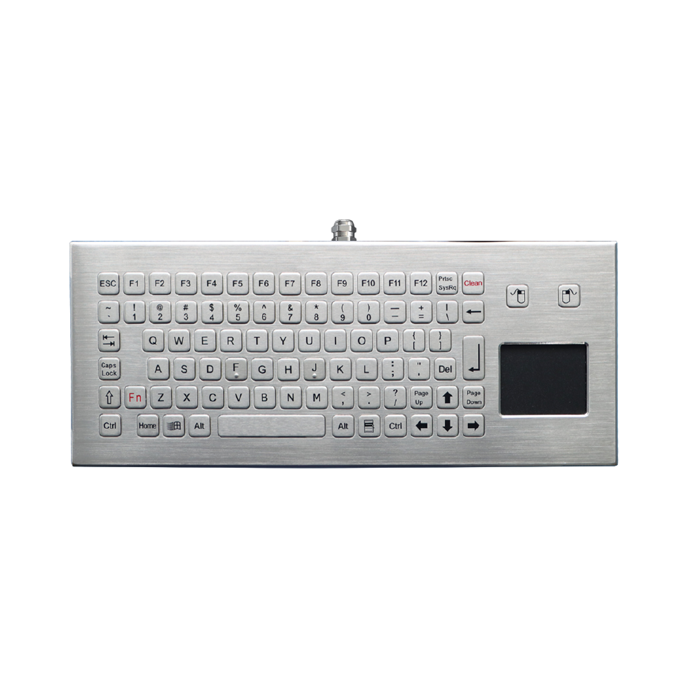 Tastiera industriale desktop in acciaio inox IP68 con touchpad e 85 tasti modello GPK-B361TP-FN-DT-DWP