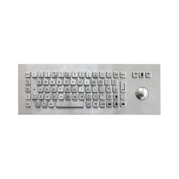 Tastiera industriale in acciaio inox IP65 con 71 tasti e trackball meccanico da 38mm modello GPK-A361-MTB-DWP